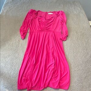 Eliza J Ruched Midi Dress  Vibrant Pink Midi Dress size 14
